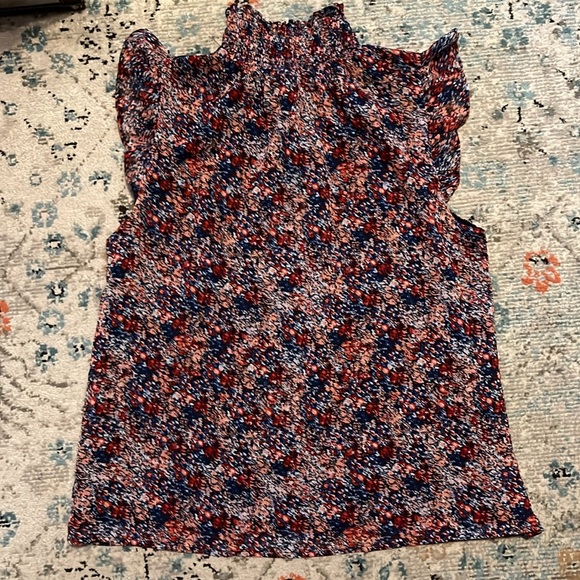 Banana Republic Blue Pink Ruffled Sleeveless Blouse - Picture 10 of 13